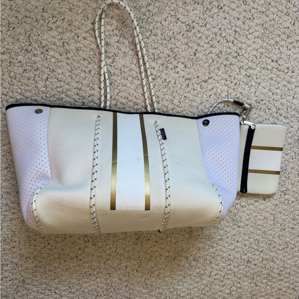 Threaded Pear Neoprene Tote Bag with Matching Pouch
